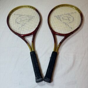 Dunlop John McEnroe Tennis Raquet 25" Long Used Red & Yellow‎ Set Of 2